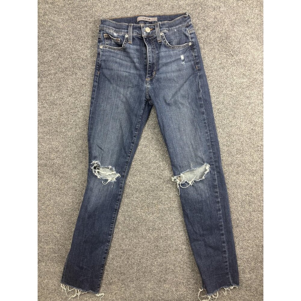 Joes Jeans High Rise Straight‎ Ankle Jeans Womens 25 Blue Distressed Raw Hem